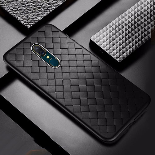 Soft Silicone Gel Leather Snap On Case Cover S01 for Oppo A9 Black