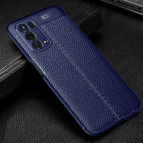 Soft Silicone Gel Leather Snap On Case Cover S01 for Oppo A93 5G Blue