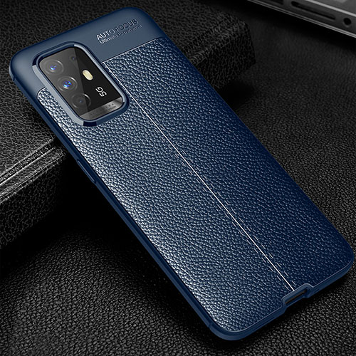 Soft Silicone Gel Leather Snap On Case Cover S01 for Oppo A94 5G Blue