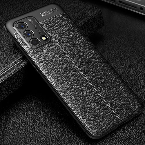 Soft Silicone Gel Leather Snap On Case Cover S01 for Oppo A95 4G Black