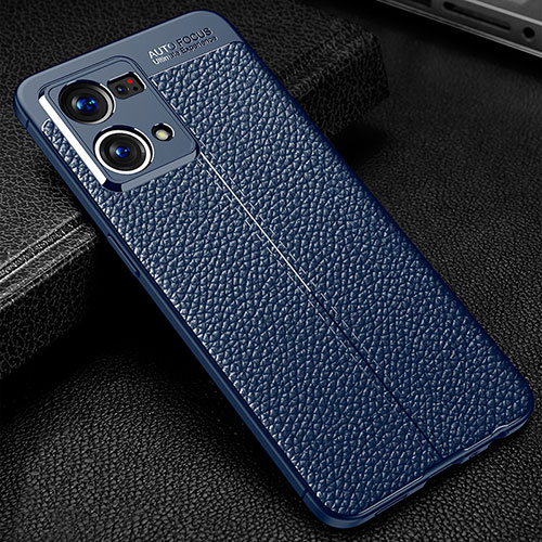 Soft Silicone Gel Leather Snap On Case Cover S01 for Oppo F21 Pro 4G Blue