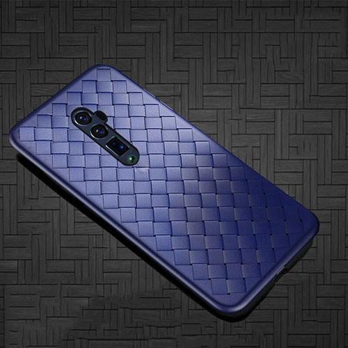 Soft Silicone Gel Leather Snap On Case Cover S01 for Oppo Reno 10X Zoom Blue