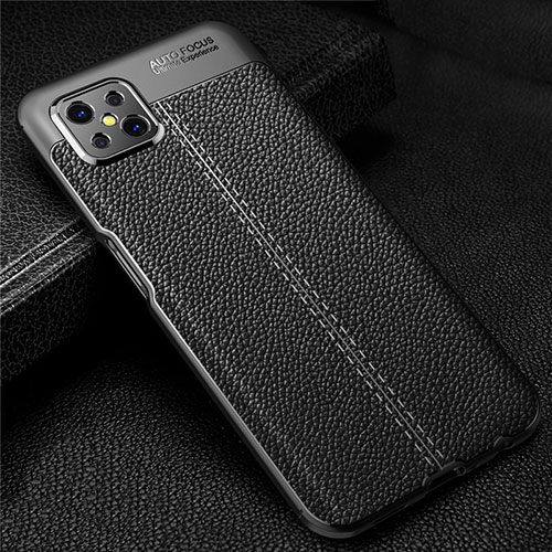 Soft Silicone Gel Leather Snap On Case Cover S01 for Oppo Reno4 Z 5G Black