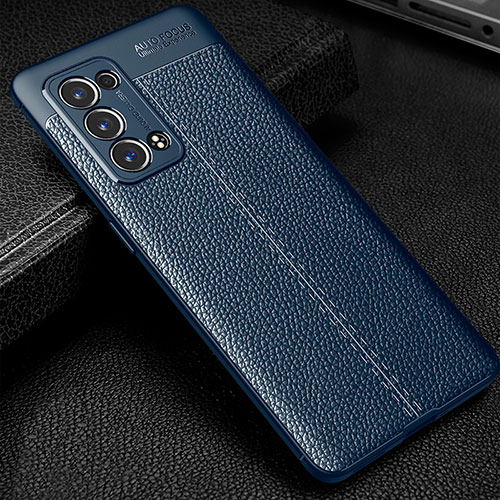 Soft Silicone Gel Leather Snap On Case Cover S01 for Oppo Reno6 Pro 5G Blue