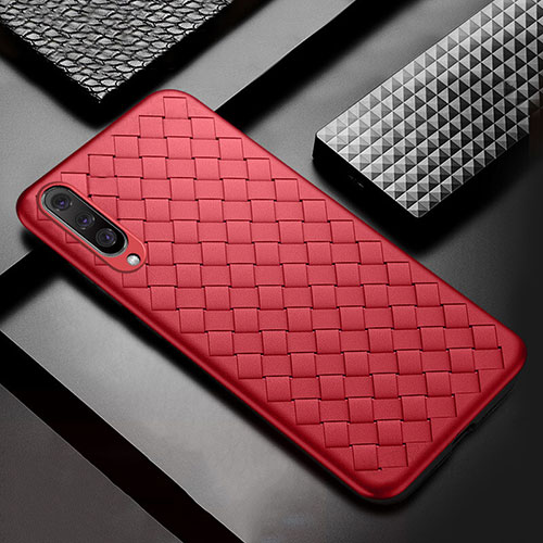 Soft Silicone Gel Leather Snap On Case Cover S01 for Samsung Galaxy A50S Red