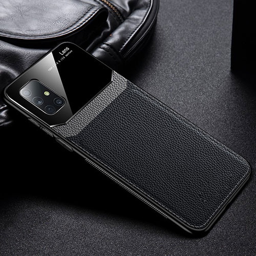 Soft Silicone Gel Leather Snap On Case Cover S01 for Samsung Galaxy A51 5G Black