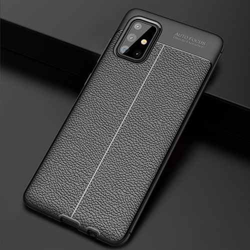 Soft Silicone Gel Leather Snap On Case Cover S01 for Samsung Galaxy A71 4G A715 Black