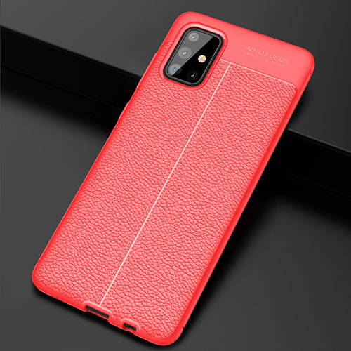 Soft Silicone Gel Leather Snap On Case Cover S01 for Samsung Galaxy A71 5G Red