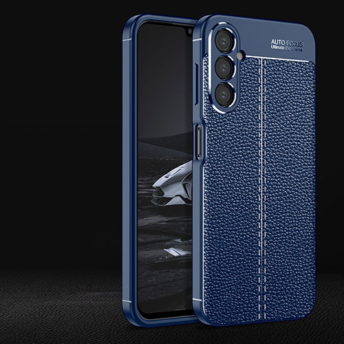 Soft Silicone Gel Leather Snap On Case Cover S01 for Samsung Galaxy M44 5G Blue