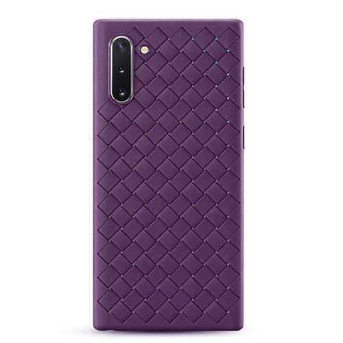 Soft Silicone Gel Leather Snap On Case Cover S01 for Samsung Galaxy Note 10 5G Purple