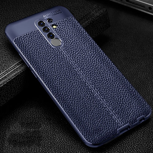 Soft Silicone Gel Leather Snap On Case Cover S01 for Xiaomi Poco M2 Blue