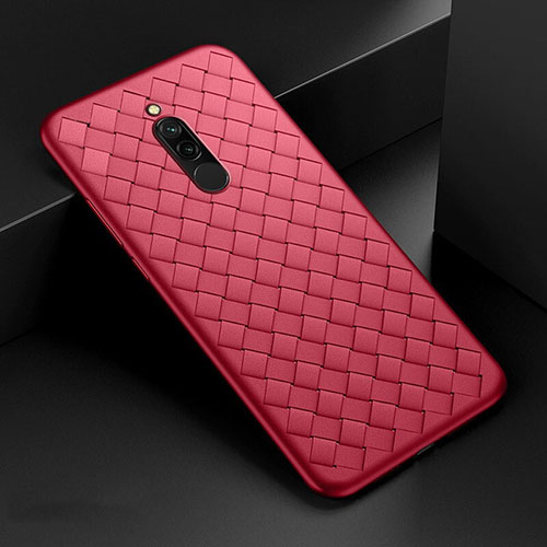 Soft Silicone Gel Leather Snap On Case Cover S01 for Xiaomi Redmi 8 Red