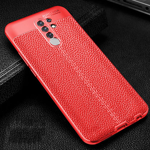 Soft Silicone Gel Leather Snap On Case Cover S01 for Xiaomi Redmi 9 Red