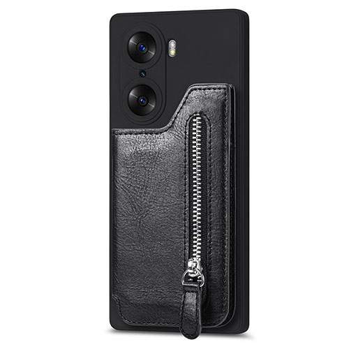 Soft Silicone Gel Leather Snap On Case Cover S01D for Huawei Honor 60 Pro 5G Black