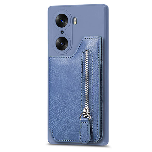 Soft Silicone Gel Leather Snap On Case Cover S01D for Huawei Honor 60 Pro 5G Blue