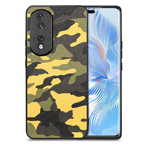 Soft Silicone Gel Leather Snap On Case Cover S01D for Huawei Honor 80 Pro Flat 5G Yellow