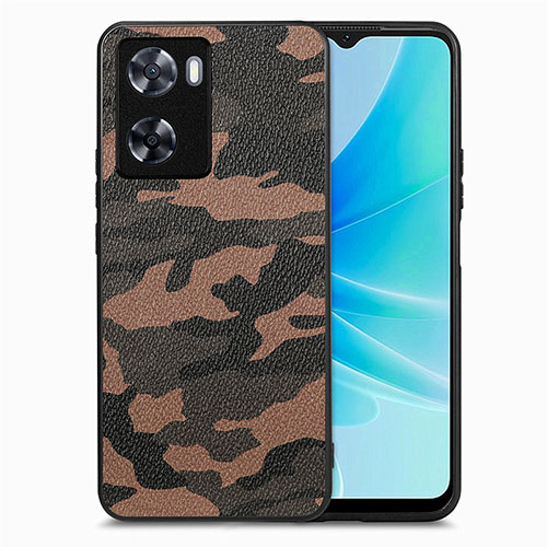 Soft Silicone Gel Leather Snap On Case Cover S01D for Oppo A77 4G Brown