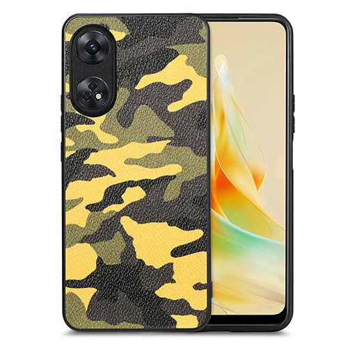 Soft Silicone Gel Leather Snap On Case Cover S01D for Oppo Reno8 T 4G Yellow