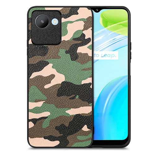 Soft Silicone Gel Leather Snap On Case Cover S01D for Realme Narzo 50i Prime Green