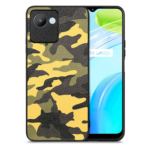 Soft Silicone Gel Leather Snap On Case Cover S01D for Realme Narzo 50i Prime Yellow