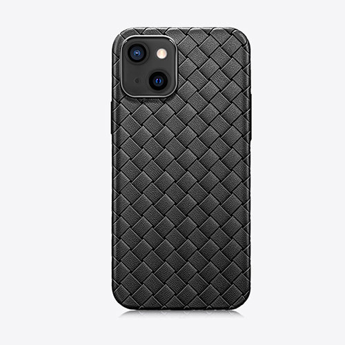 Soft Silicone Gel Leather Snap On Case Cover S02 for Apple iPhone 13 Mini Black