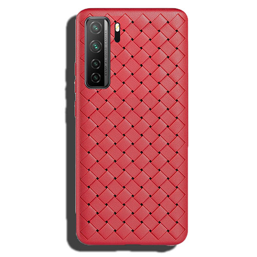 Soft Silicone Gel Leather Snap On Case Cover S02 for Huawei Nova 7 SE 5G Red