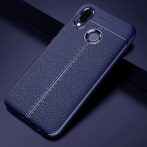 Soft Silicone Gel Leather Snap On Case Cover S02 for Huawei P20 Lite Blue