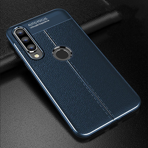 Soft Silicone Gel Leather Snap On Case Cover S02 for Huawei P30 Lite New Edition Blue