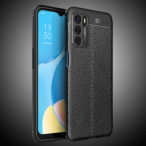 Soft Silicone Gel Leather Snap On Case Cover S02 for Oppo A54s Black