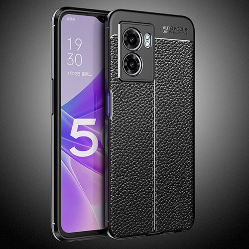 Soft Silicone Gel Leather Snap On Case Cover S02 for Oppo A77 5G Black