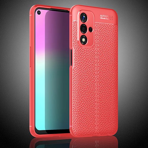 Soft Silicone Gel Leather Snap On Case Cover S02 for Oppo A93s 5G Red