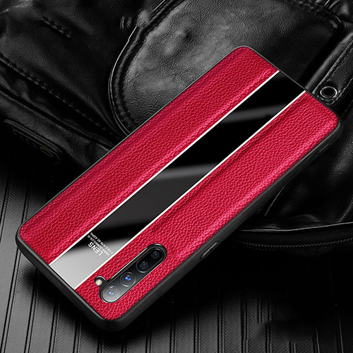 Soft Silicone Gel Leather Snap On Case Cover S02 for Oppo F15 Red