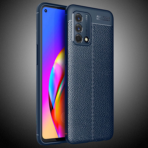 Soft Silicone Gel Leather Snap On Case Cover S02 for Oppo F19 Blue