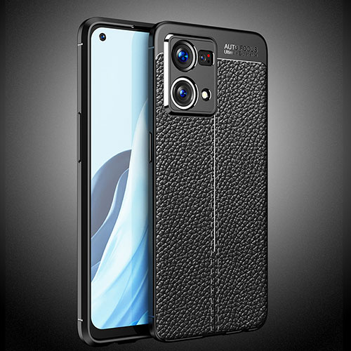 Soft Silicone Gel Leather Snap On Case Cover S02 for Oppo F21 Pro 4G Black