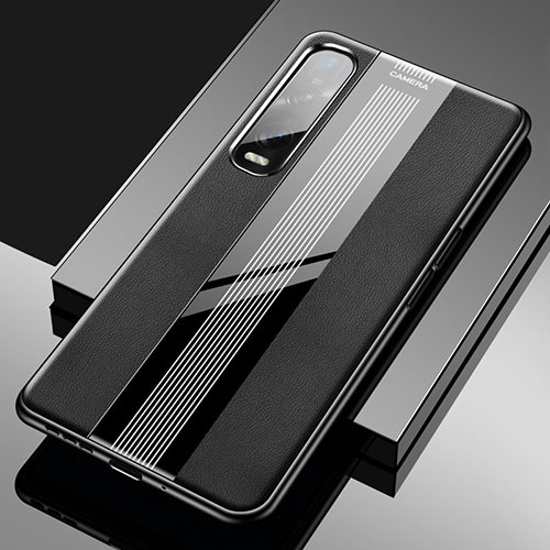 Soft Silicone Gel Leather Snap On Case Cover S02 for Oppo Find X2 Pro Black