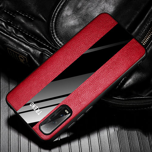 Soft Silicone Gel Leather Snap On Case Cover S02 for Oppo Find X2 Red