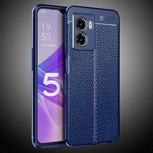 Soft Silicone Gel Leather Snap On Case Cover S02 for Oppo K10 5G India Blue