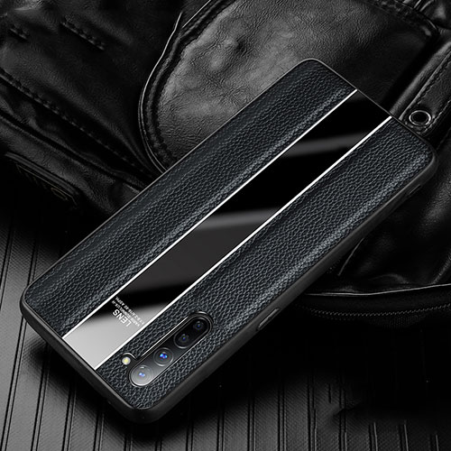 Soft Silicone Gel Leather Snap On Case Cover S02 for Oppo K7 5G Black