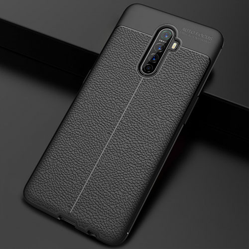 Soft Silicone Gel Leather Snap On Case Cover S02 for Oppo Reno Ace Black