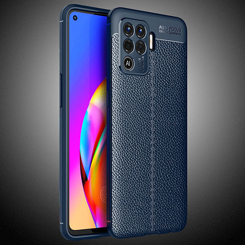 Soft Silicone Gel Leather Snap On Case Cover S02 for Oppo Reno5 F Blue