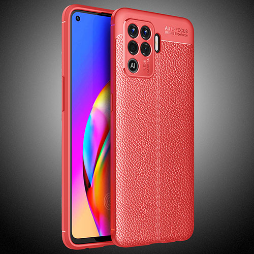 Soft Silicone Gel Leather Snap On Case Cover S02 for Oppo Reno5 Lite Red