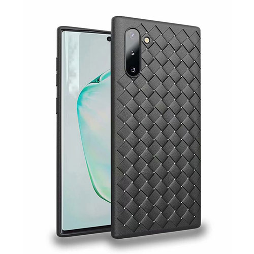 Soft Silicone Gel Leather Snap On Case Cover S02 for Samsung Galaxy Note 10 5G Black