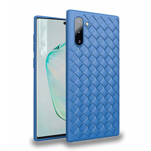 Soft Silicone Gel Leather Snap On Case Cover S02 for Samsung Galaxy Note 10 5G Blue