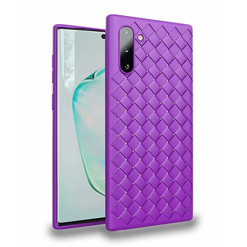 Soft Silicone Gel Leather Snap On Case Cover S02 for Samsung Galaxy Note 10 Purple