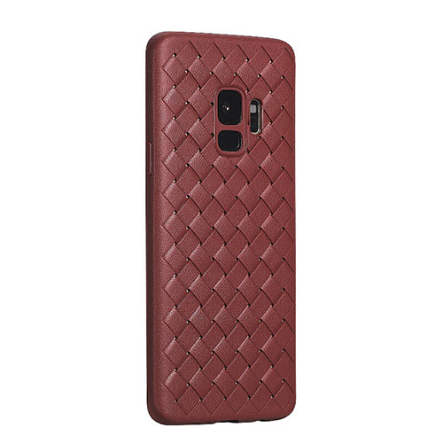 Soft Silicone Gel Leather Snap On Case Cover S02 for Samsung Galaxy S9 Brown