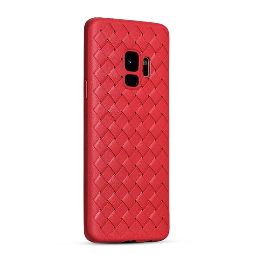 Soft Silicone Gel Leather Snap On Case Cover S02 for Samsung Galaxy S9 Red