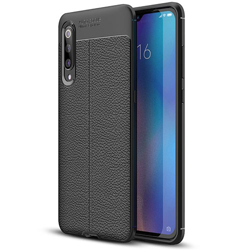 Soft Silicone Gel Leather Snap On Case Cover S02 for Xiaomi Mi 9 Pro 5G Black