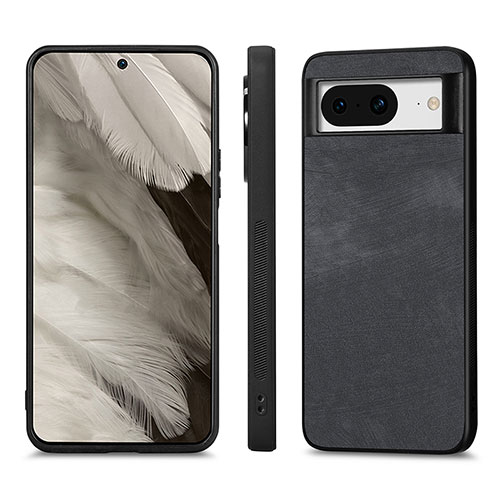Soft Silicone Gel Leather Snap On Case Cover S02D for Google Pixel 8 5G Black