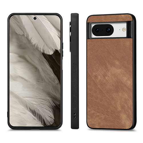 Soft Silicone Gel Leather Snap On Case Cover S02D for Google Pixel 8 5G Light Brown