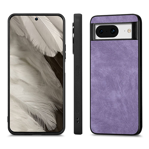 Soft Silicone Gel Leather Snap On Case Cover S02D for Google Pixel 8 5G Purple